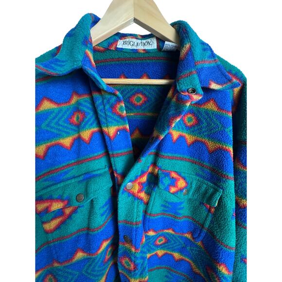 Bugle Boy Southwestern Flannel Snap Button Shirt Mens XL - Picture 3 of 7